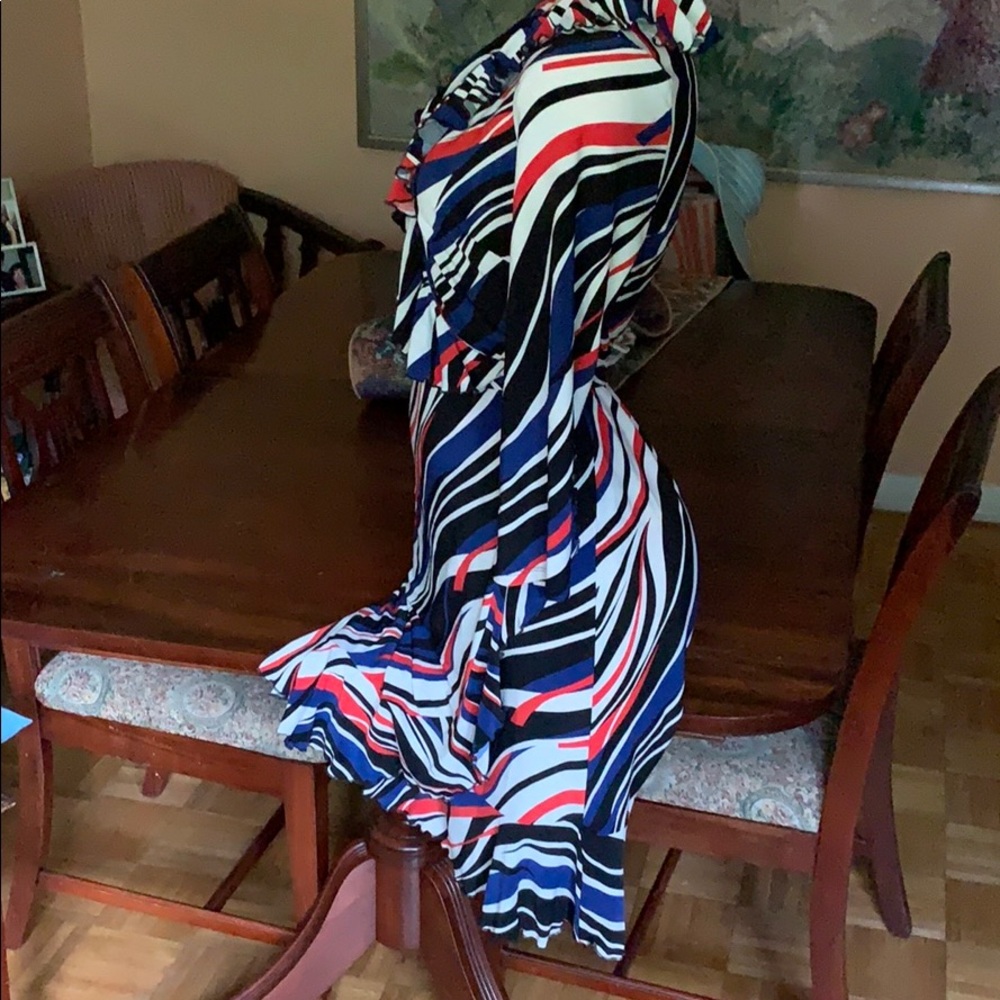 Red, White, and Blue Nine West Wraparound Dress